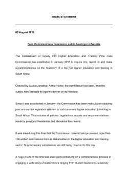 MEDIA STATEMENT 08 August 2016 Fees Commission to