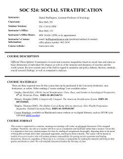 SOC 524: SOCIAL STRATIFICATION