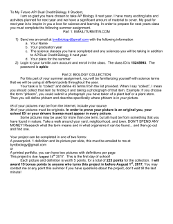 To My Future AP/ Dual Credit Biology Student