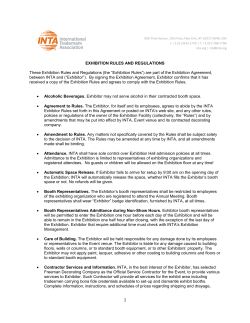 2017 Exhibition Agreement Rules and Regulations