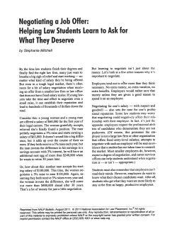 Negotiating a Job Offer: Helping Law Students Learn to Ask for What