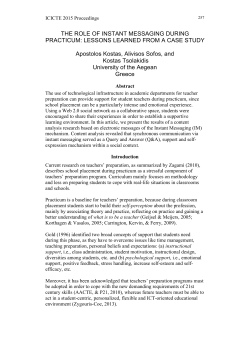 THE ROLE OF INSTANT MESSAGING DURING PRACTICUM