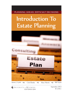 Introduction To Estate Planning - University of Wyoming Extension