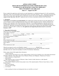 APPLICATION FORM RESEARCH EXPERIENCES FOR