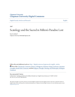 Scatology and the Sacred in Milton`s Paradise Lost