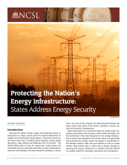 Protecting the Nation`s Energy Infrastructure: States Address Energy