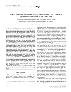 Lake Levels and Sequence Stratigraphy of Lake Lisan, the Late