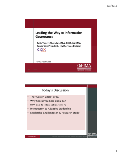 Leading the Way to Information Governance Today`s
