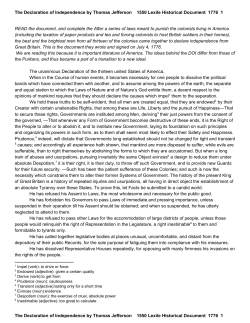 The Declaration of Independence by Thomas Jefferson 1550 Lexile