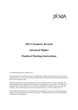 2013 Chemistry Revised Advanced Higher Finalised Marking
