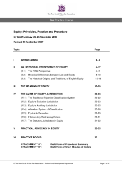 Equity: Principles, Practice and Procedure