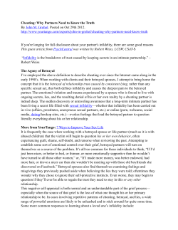 Cheating: Why Partners Need to Know the Truth By John M. Grohol
