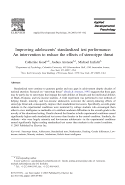 An intervention to reduce the effects of stereotype threat