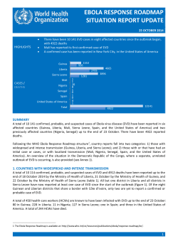 ebola response roadmap situation report update