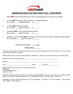 rabbittransit Hop-n-Go Pass Order Form – Fixed Route