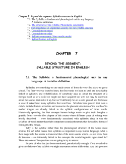 The Syllable: a fundamental phonological unit in any - E