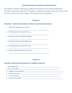 Entering Sixth Grade Language Arts Review Packet