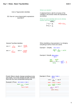 Day 1 - Notes - Basic Trig Identities