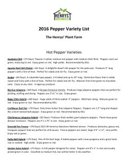 2016 Pepper Variety List