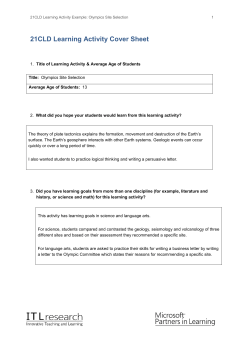 21CLD Learning Activity Cover Sheet