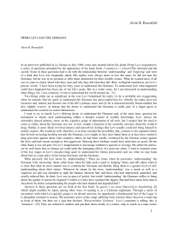 Primo Levi and the Germans - Central European University