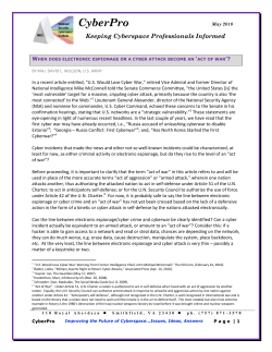 "Act of War"? - National Security Cyberspace Institute