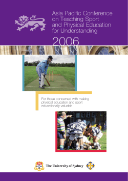 Proceedings for the Asia Pacific Conference on Teaching Sport and