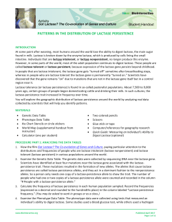 PATTERNS IN THE DISTRIBUTION OF LACTASE PERSISTENCE