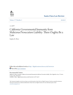 California Governmental Immunity from Malicious Prosecution