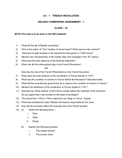CH &ndash; 1 FRENCH REVOLUTION HOLIDAY HOMEWORK