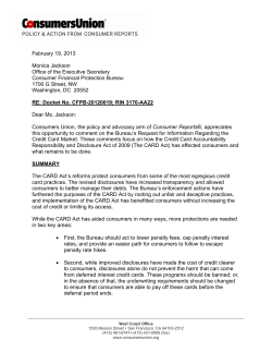 comments - Consumers Union