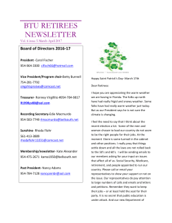 March/April 2017 BTU Retirees Newsletter