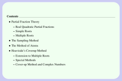 Contents • Partial Fraction Theory – Real Quadratic Partial Fractions