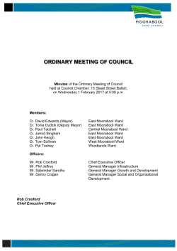 ORDINARY MEETING OF COUNCIL