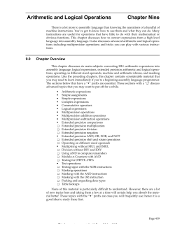 Arithmetic and Logical Operations Chapter Nine