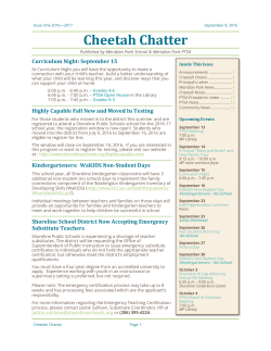 Cheetah Chatter - Shoreline Schools