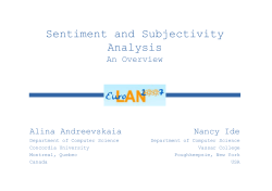 Overview: Sentiment and Subjectivity Analysis