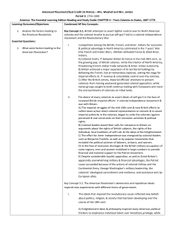 America Chapter 4 From Colonies to States 1607
