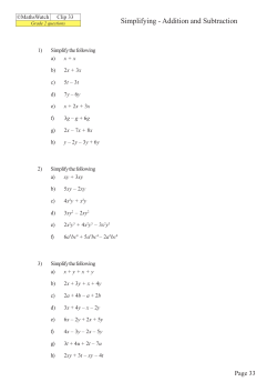 Simplifying - Addition and Subtraction