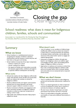 School readiness: what does it mean for Indigenous children