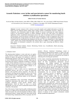 Acoustic Emission: A New In-Line and Non