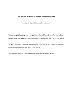 1 The Nature of Anti-Immigrant Sentiment in Post