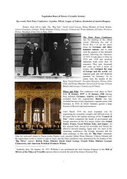 Negotiation Bases of Powers at Versailles System. WWI