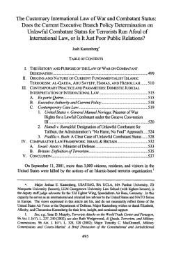 The Customary International Law of War and Combatant Status
