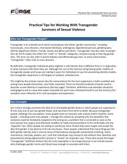 Practical Tips for Working With Transgender Survivors of Sexual