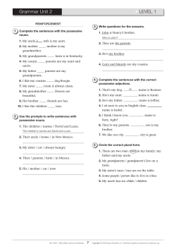 Grammar Unit 2 &bull; LEVEL 1