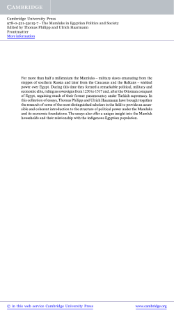 The Mamluks in Egyptian Politics and Society