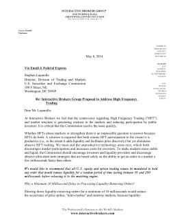 Interactive Brokers Group Proposal to Address High Frequency
