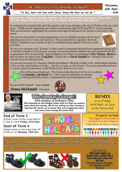 15th September, 2016 - St. Theresa`s School, Plimmerton