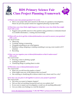 RDS Primary Science Fair Class Project Planning Framework